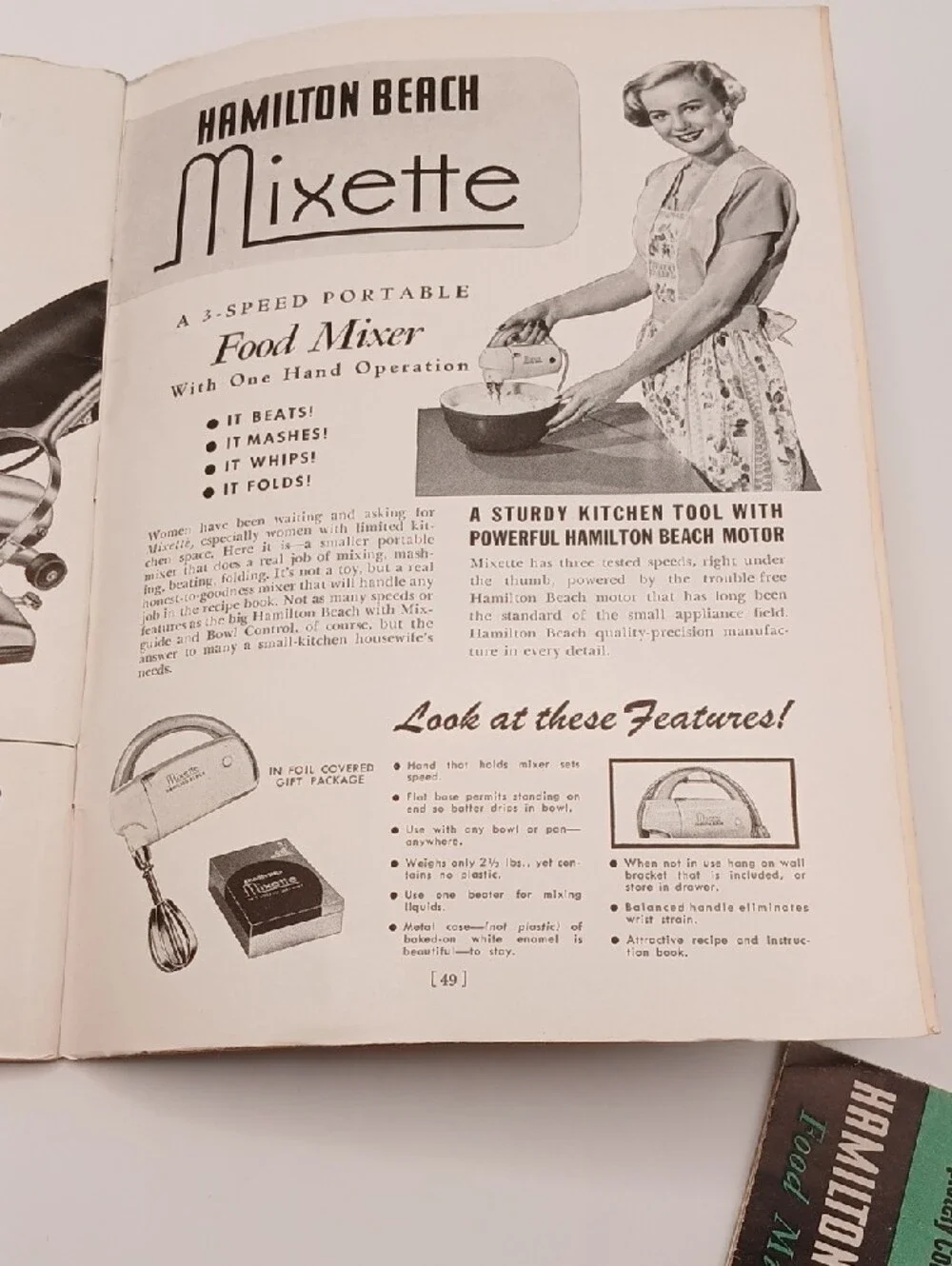 1948 Hamilton Beach Food Mixer Instruction & Recipes Booklet